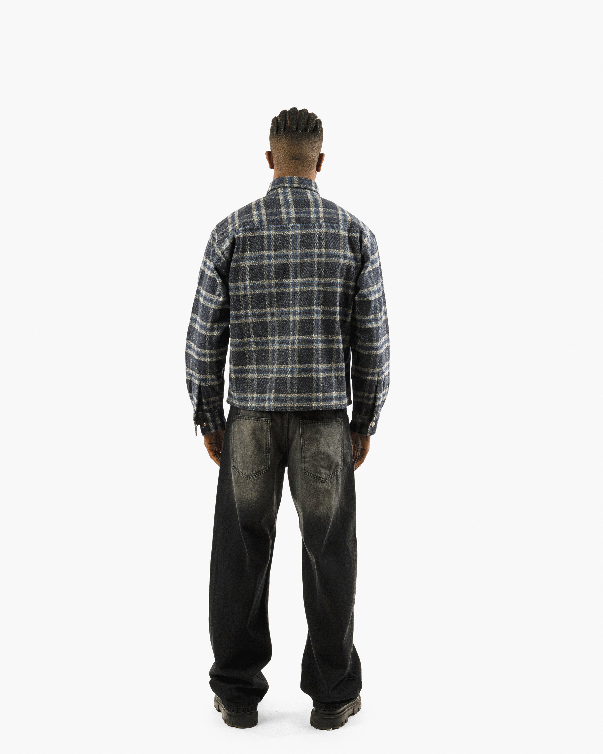 Essential Viella Plaid Overshirt Dark Blue*Grey