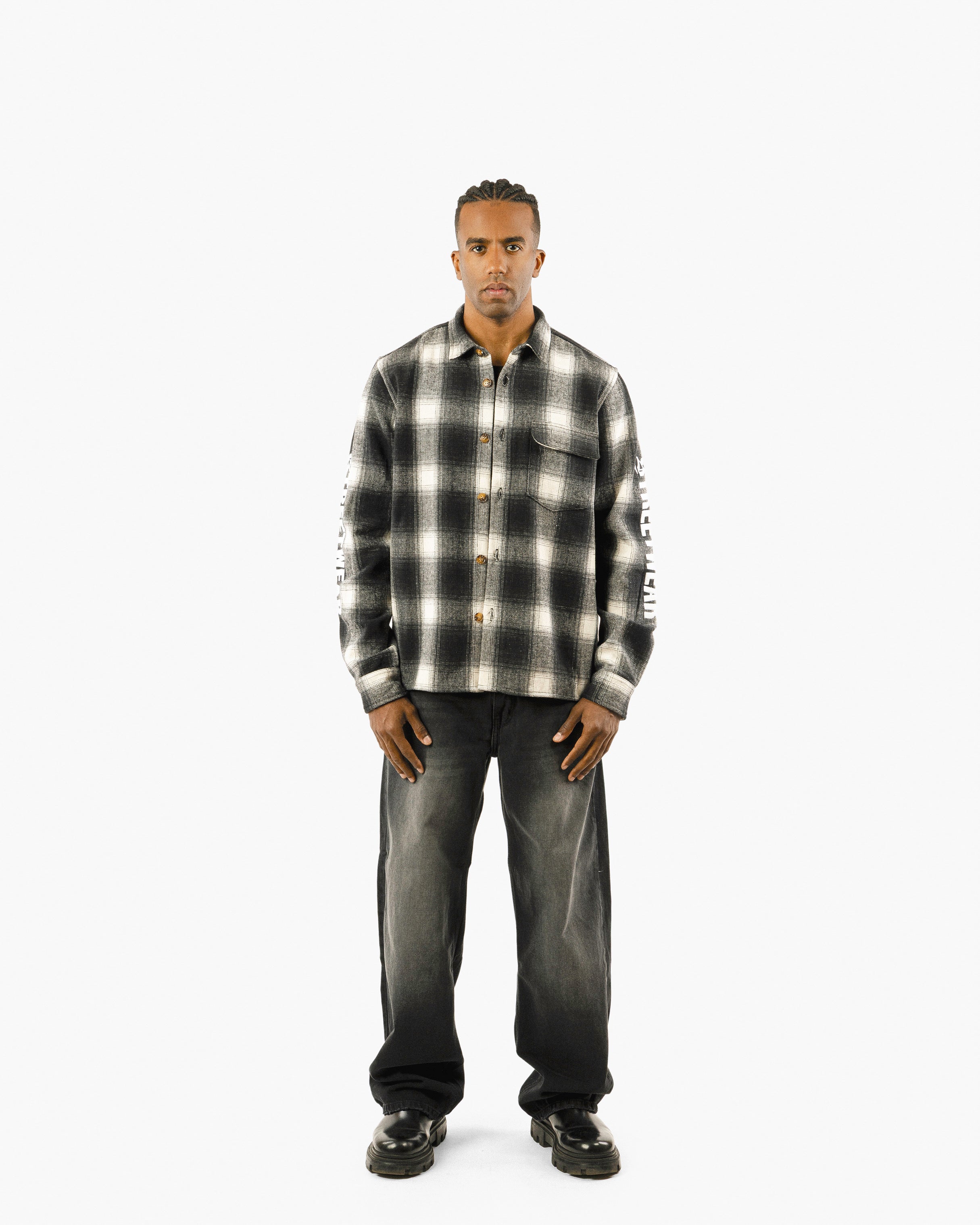 Embroidered Viella Plaid Overshirt