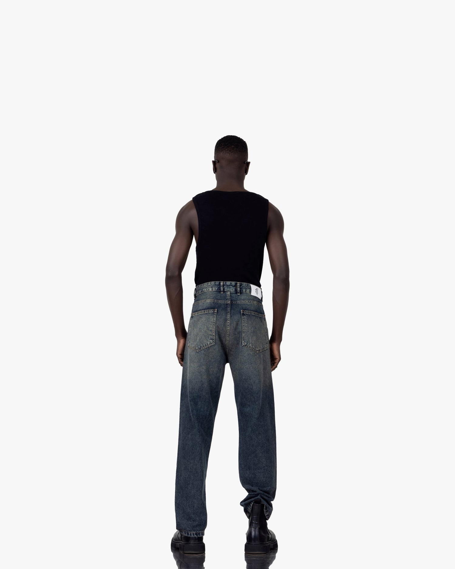 Streetwear Baggy Fit Jeans In Blue With Yellow Wash