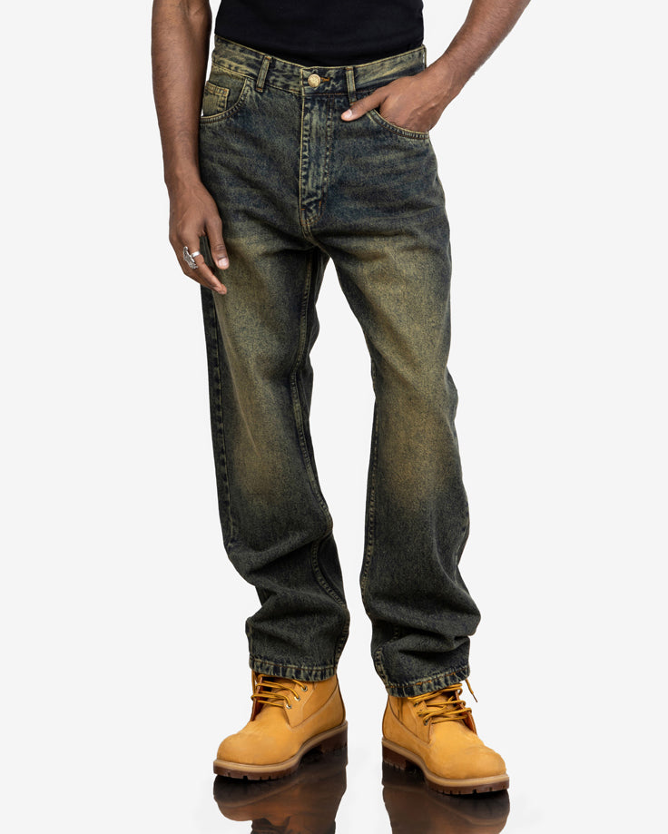 Streetwear Baggy Fit Jeans In Olive