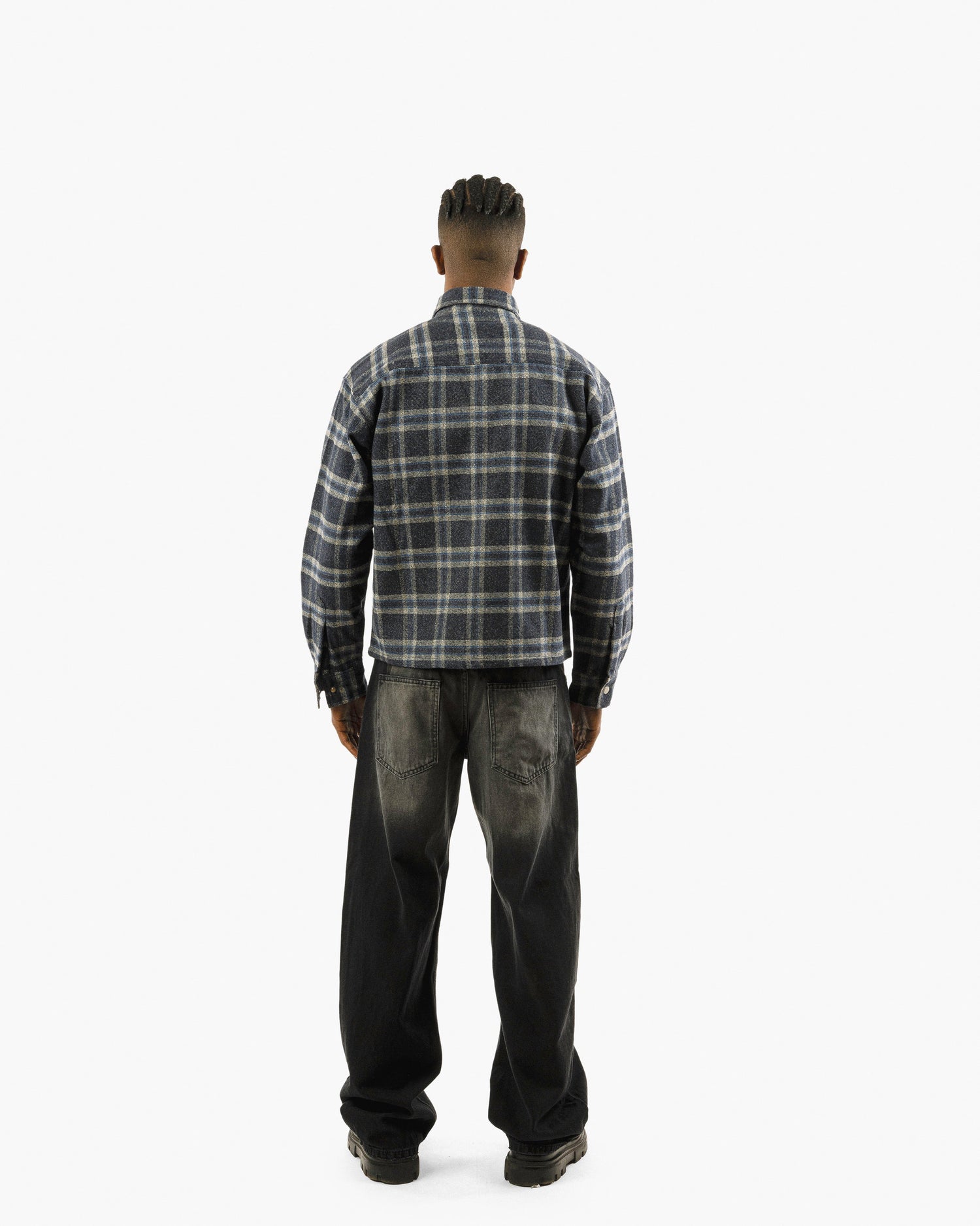 Essential Viella Plaid Overshirt Dark Blue*Grey