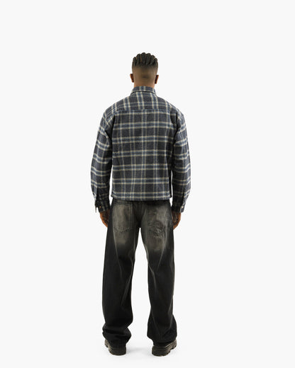 Essential Viella Plaid Overshirt Dark Blue*Grey