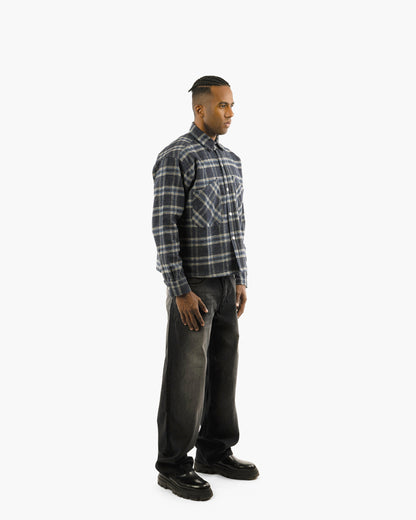 Essential Viella Plaid Overshirt Dark Blue*Grey