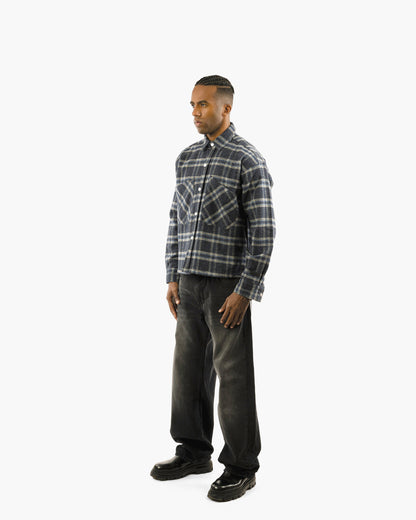 Essential Viella Plaid Overshirt Dark Blue*Grey