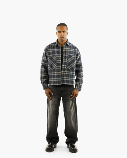 Essential Viella Plaid Overshirt Dark Blue*Grey