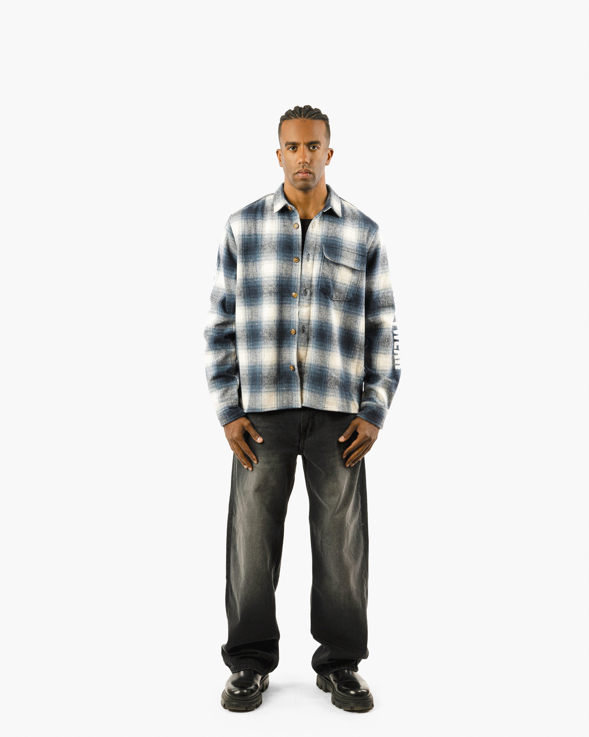 Embroidered Viella Plaid Overshirt