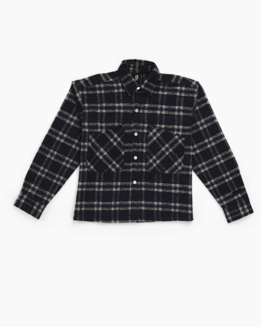 Essential Viella Plaid Overshirt Dark Blue*Grey