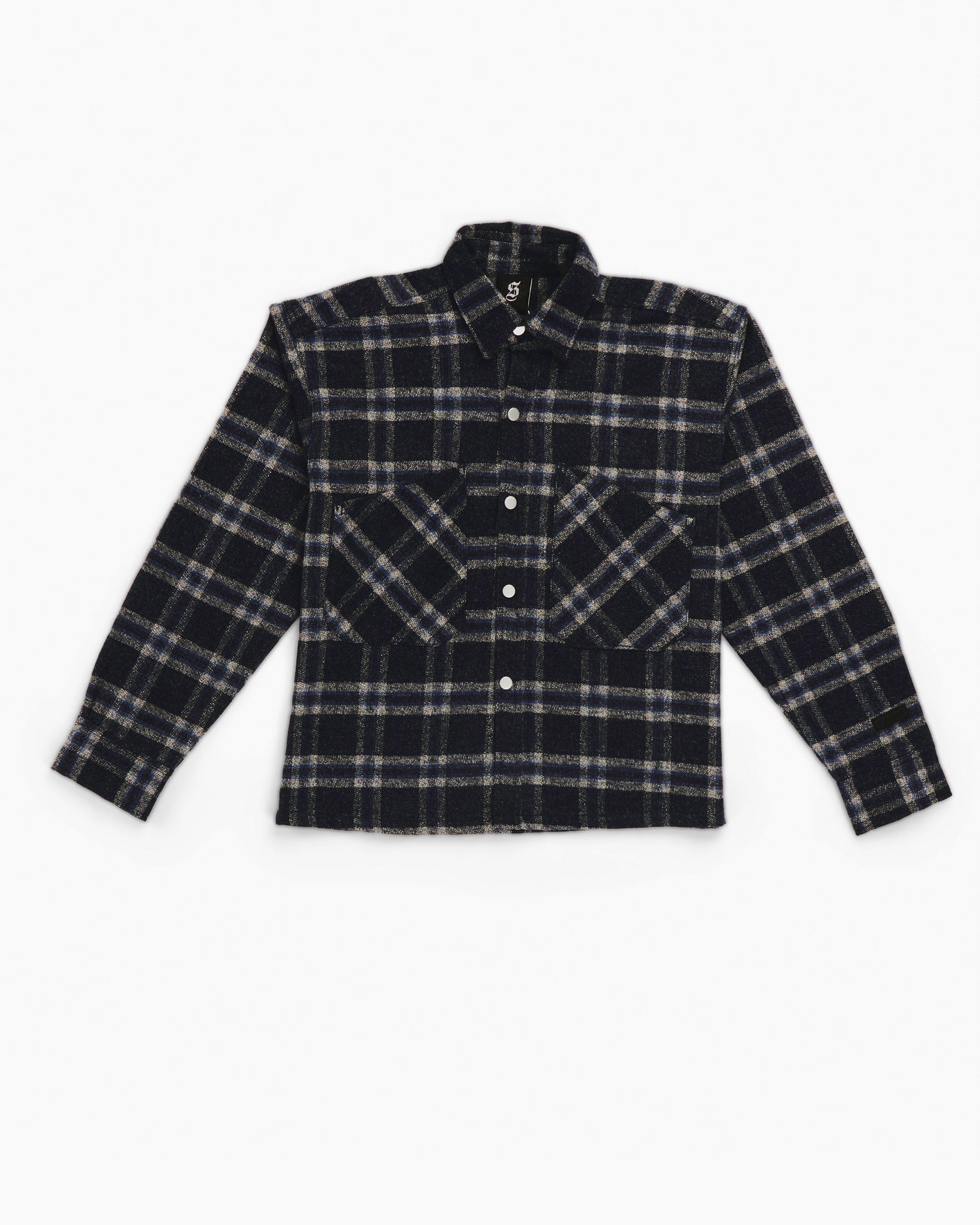 Essential Viella Plaid Overshirt Dark Blue*Grey