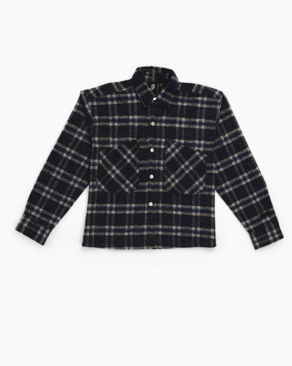 Essential Viella Plaid Overshirt Dark Blue*Grey