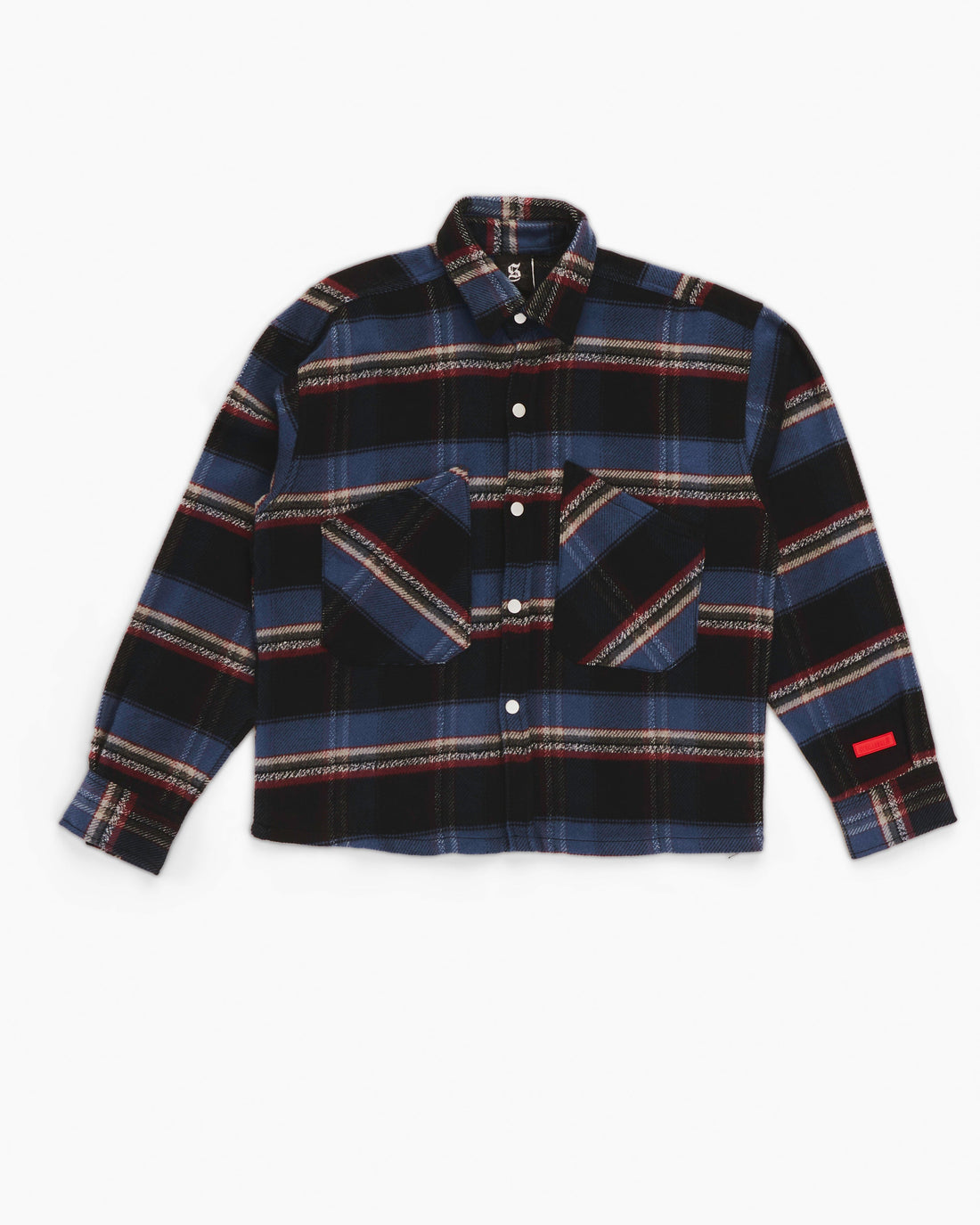 Essential Viella Plaid Overshirt Dark Blue*Red