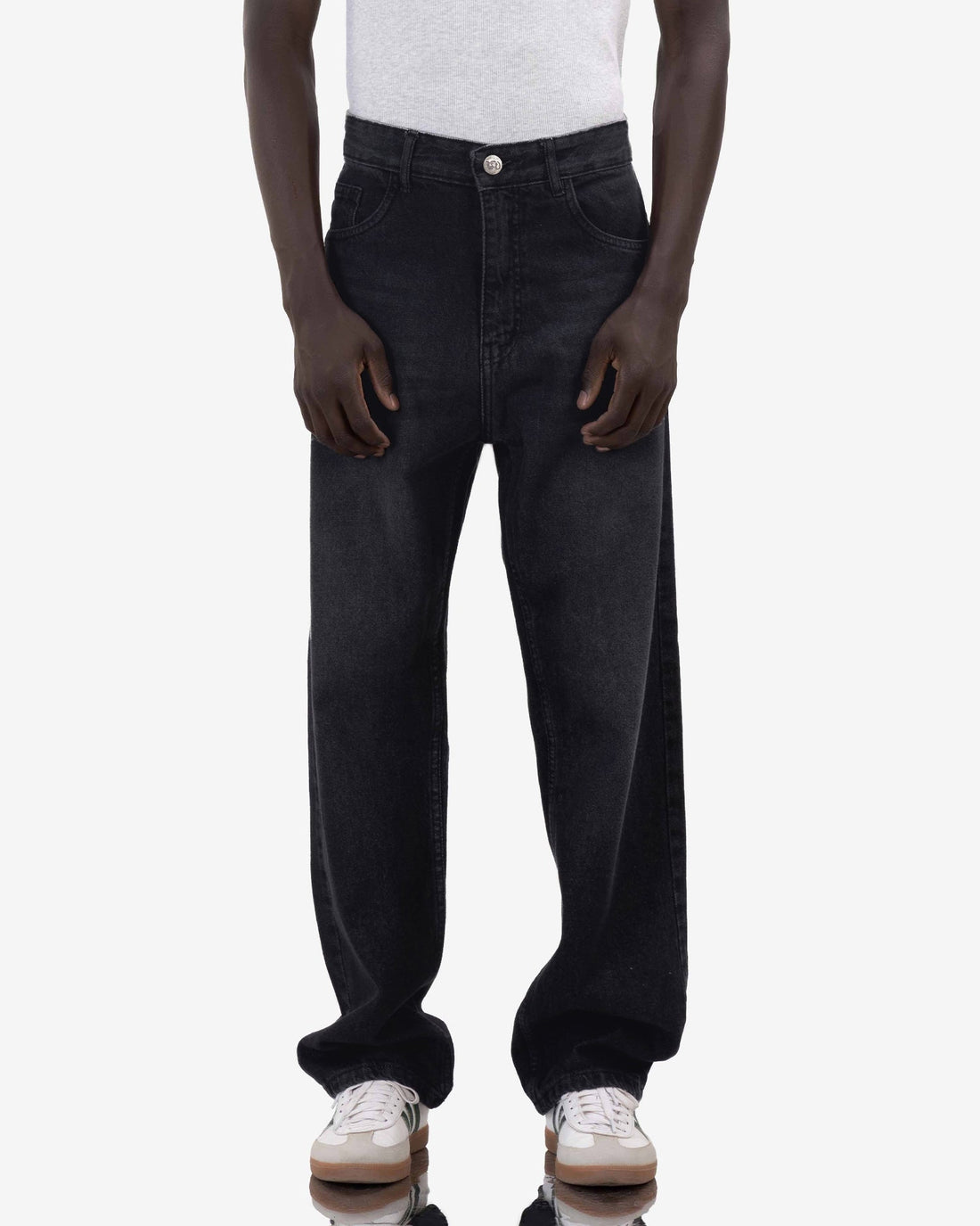 Streetwear Baggy Fit Jeans In Black With Effect