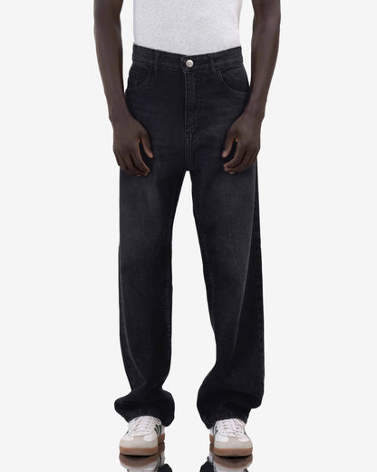 Streetwear Baggy Fit Jeans In Black With Effect